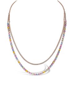 Pragnell колье Rainbow Fancy из розового золота с бриллиантами и сапфирами