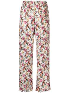 MSGM брюки с цветочным узором и плиссировкой
