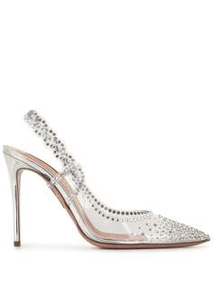 Aquazzura туфли с ремешком на пятке и кристаллами