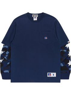 A BATHING APE® футболка Colour Camo College из коллаборации с Russell
