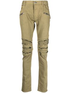 Balmain джинсы скинни с прорезями и карманами