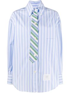 Thom Browne полосатая рубашка со вставкой в виде галстука
