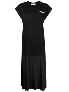 MSGM платье-футболка с плиссировкой
