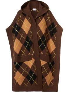 Burberry кейп вязки интарсия с узором аргайл и капюшоном