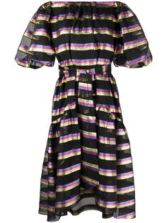 Temperley London полосатое платье с прозрачными вставками