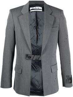 Off-White allover logo industrial belt blazer