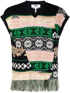 MSGM джемпер с рукавами кап и бахромой