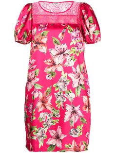 LIU JO платье с кружевными вставками и цветочным принтом