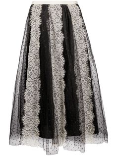 RED Valentino юбка миди из тюля с кружевом