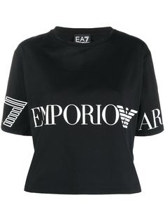 Ea7 Emporio Armani укороченная футболка с логотипом