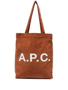 A.P.C. вельветовая сумка-тоут с логотипом