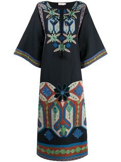 Tory Burch платье-кафтан с вышивкой
