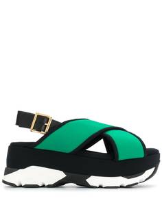 Marni сандалии на платформе с перекрестными ремешками