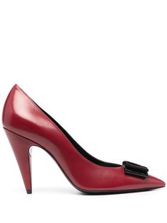 Saint Laurent туфли с логотипом и бантом