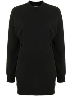 T By Alexander Wang короткое платье с длинными рукавами и круглым вырезом