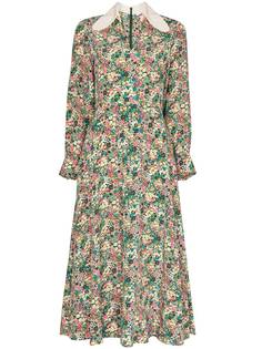 See by Chloé платье миди с цветочным принтом и длинными рукавами