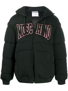 Moschino пуховик с нашивкой-логотипом