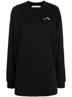 Off-White платье-толстовка с цветочной вышивкой и логотипом Arrows