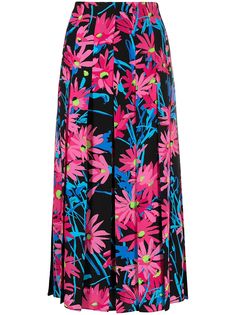 Gucci плиссированная юбка миди с цветочным принтом