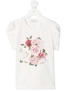 Monnalisa футболка с цветочным принтом
