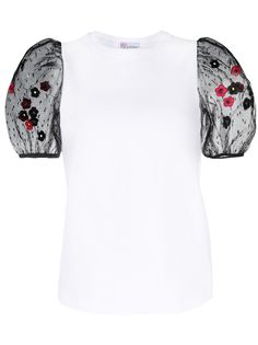 RED Valentino футболка с кружевными пышными рукавами