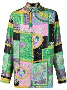 Versace Collection рубашка с принтом в технике пэвчорк