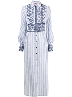 Ermanno Scervino полосатое платье-рубашка с вышивкой