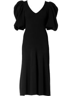 Carolina Herrera платье в рубчик с пышными рукавами