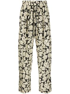 Nanushka брюки с кулиской и цветочным принтом