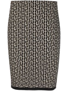 Balmain жаккардовая юбка с монограммой