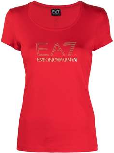 Ea7 Emporio Armani футболка с кристаллами и логотипом