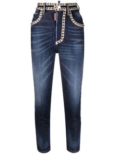 Dsquared2 укороченные джинсы с заклепками