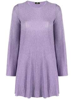 Elisabetta Franchi платье в рубчик с эффектом металлик