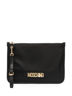 Moschino клатч на молнии с логотипом
