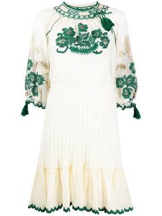 RED Valentino сетчатое платье с цветочной вышивкой