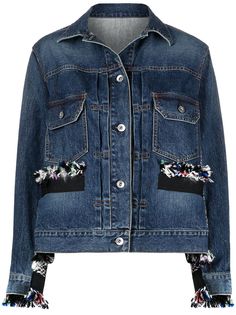 Sacai джинсовая куртка с необработанными краями