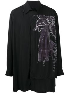 Yohji Yamamoto рубашка с абстрактным принтом