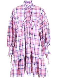 MSGM платье мини в клетку с оборками