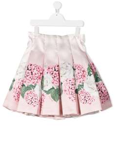 Monnalisa юбка со складками и цветочным принтом