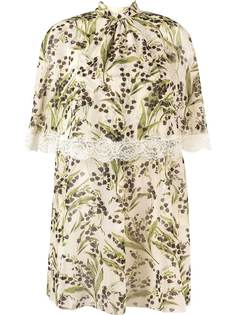 RED Valentino платье мини с цветочным принтом и кейпом