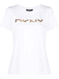DKNY футболка с логотипом и пайетками
