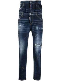 Dsquared2 двухслойные джинсы с эффектом потертости