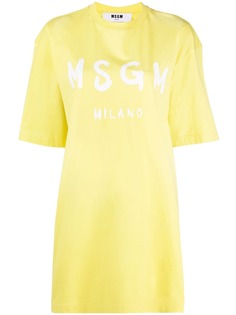 MSGM платье с короткими рукавами и логотипом