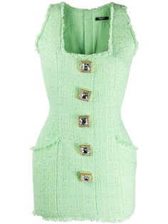 Balmain твидовое платье мини без рукавов