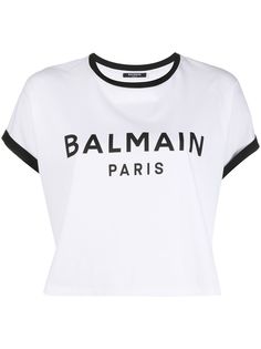 Balmain укороченная футболка с логотипом