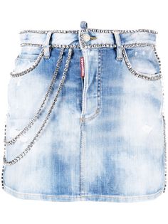 Dsquared2 джинсовая юбка с кристаллами