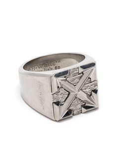 Off-White Arrow textured signet ring