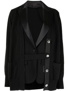 Sacai многослойный кардиган с контрастным воротником