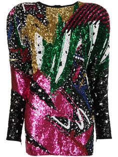 Balmain платье с широкими рукавами и пайетками