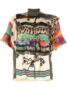 Sacai блузка с кулиской и принтом